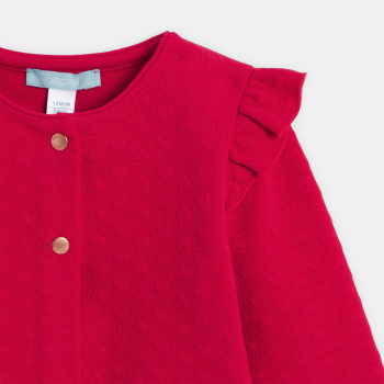 سترة (جيليه) من القطن الفاخر، للفتيات الرُضع باللون الأحمر ومُزيَّن برسمة قلب مُطرزة